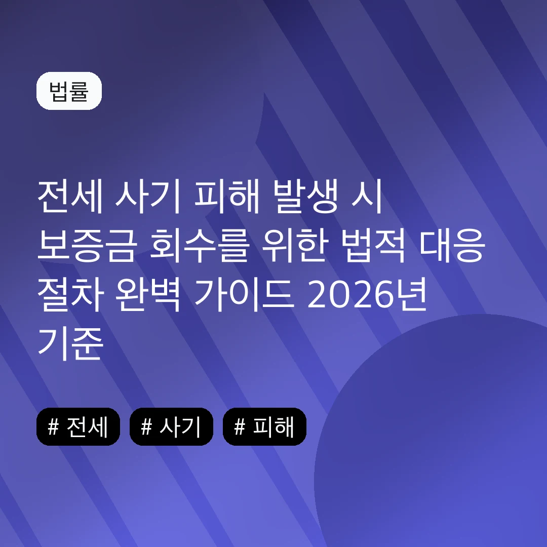 전세 사기 피해 발생 시 보증금 회수를 위한 법적 대응 절차 완벽 가이드 2026년 기준