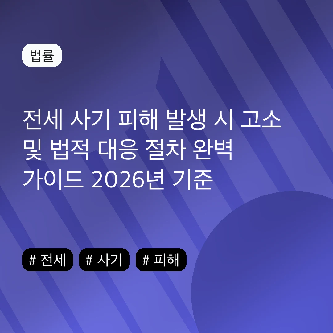 전세 사기 피해 발생 시 고소 및 법적 대응 절차 완벽 가이드 2026년 기준