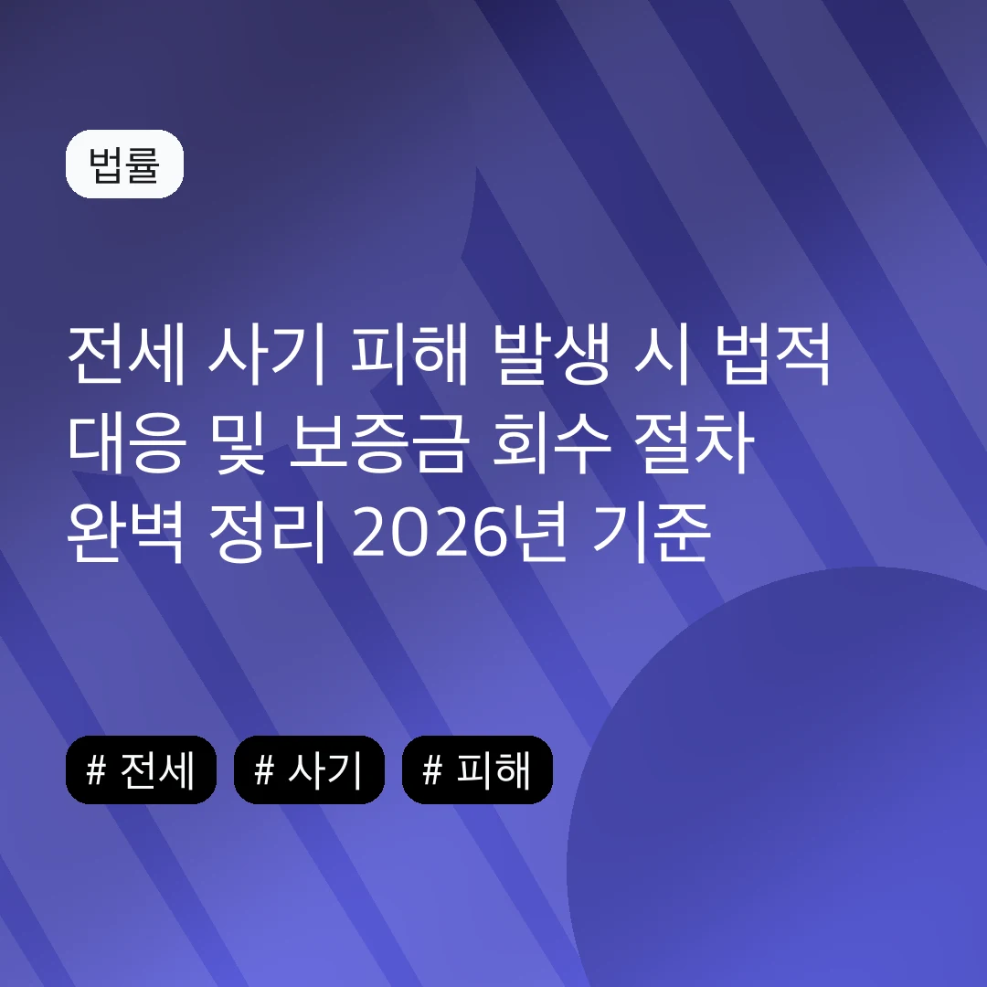 전세 사기 피해 발생 시 법적 대응 및 보증금 회수 절차 완벽 정리 2026년 기준