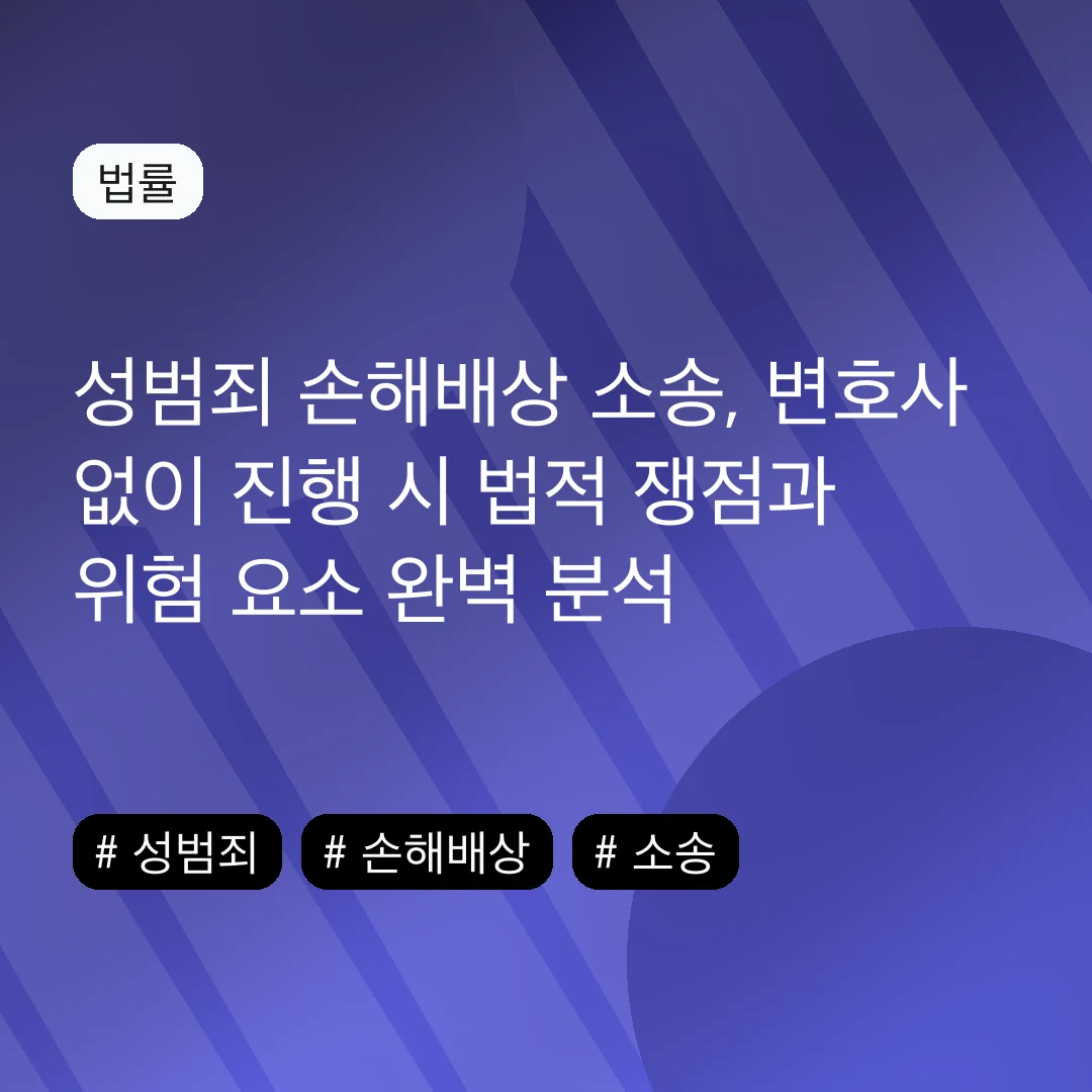 성범죄 손해배상 소송, 변호사 없이 진행 시 법적 쟁점과 위험 요소 완벽 분석